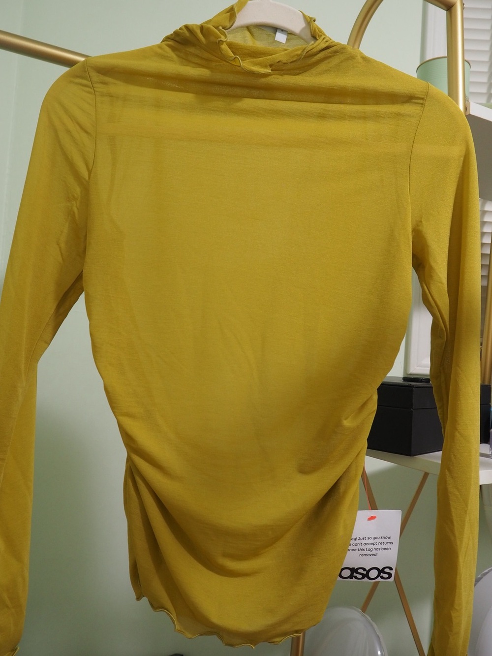 ASOS Design Mustard Mock Neck Ruffle Lettuce Edge Top - Size S
Brand:ASOS Design